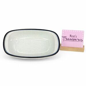 Noritake Versatone 11 SEABREEZE Light Dark Blue Bands 10 3/8" Oval Serving Bowl